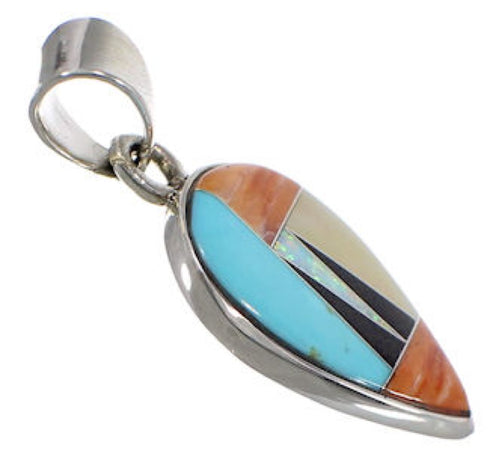 Sterling Silver Jewelry Multicolor Turquoise Slide Pendant RS39897